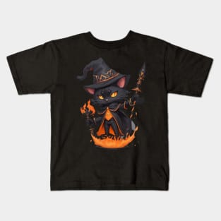 Mystic Mage Cat - Vermeer Meowster Kids T-Shirt